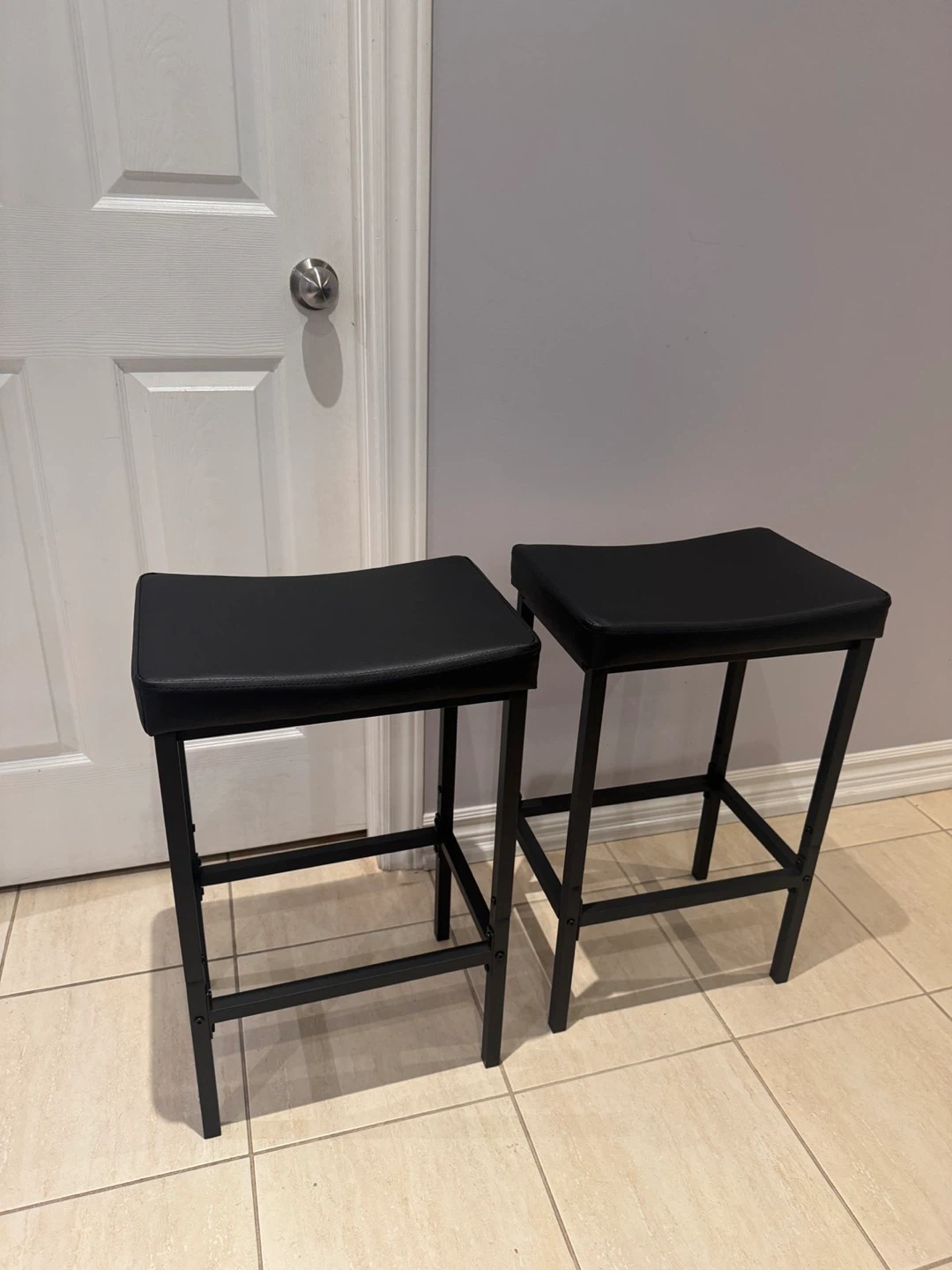 Two Black Bar Stools