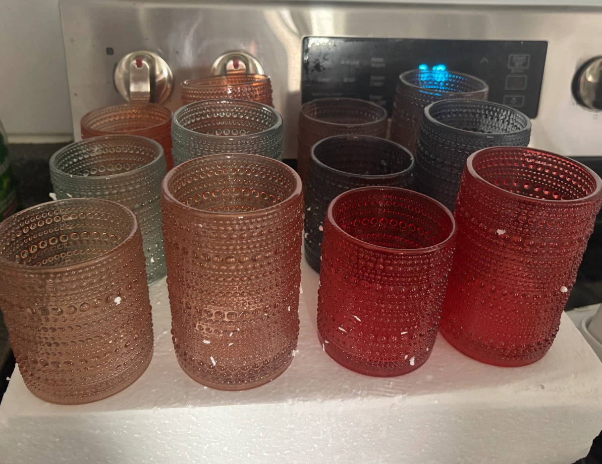 Set of 12 Coloured vintage Glasses