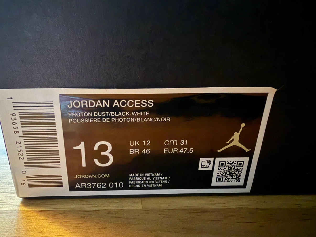 Jordan Access Photon Dust/Black/White Shoes Size 13