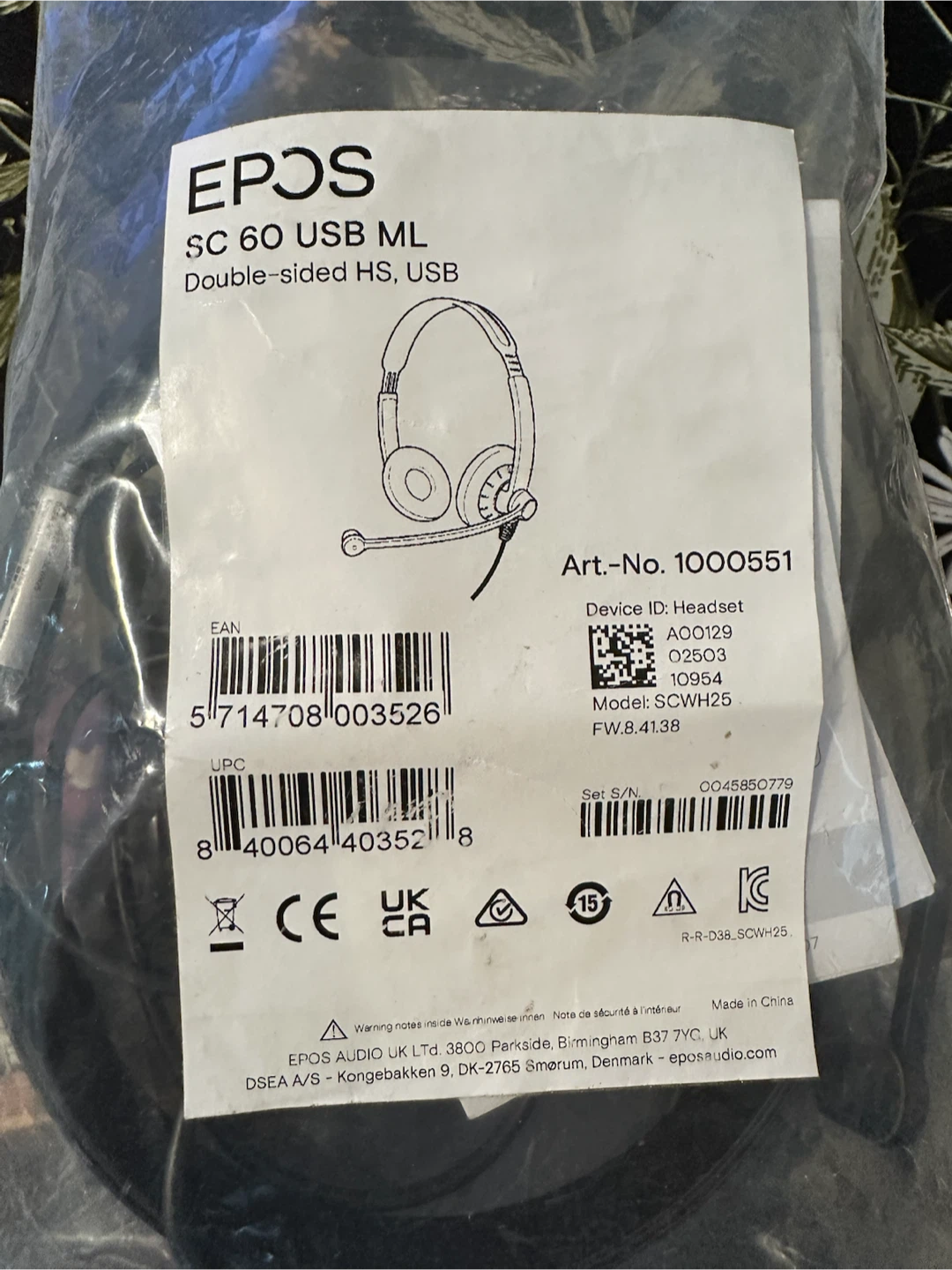 EPOS SC 60 USB ML Wired Headset