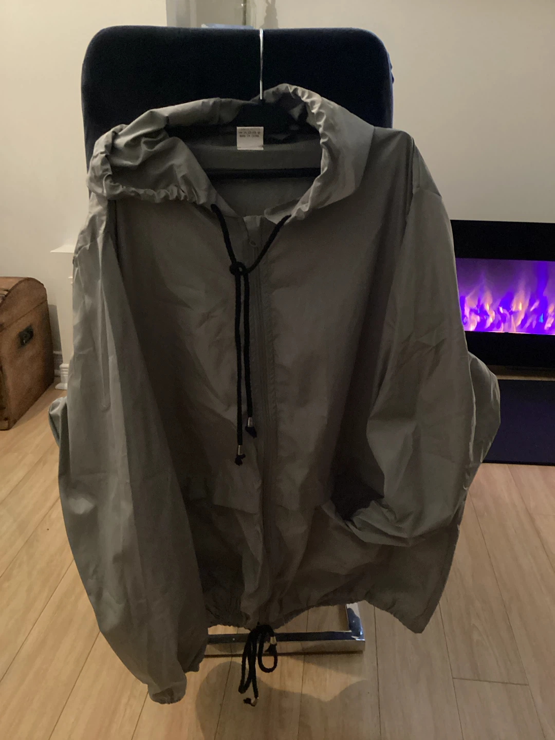 Silver/Grey Lightweight hooded Rain Jacket - 2XL