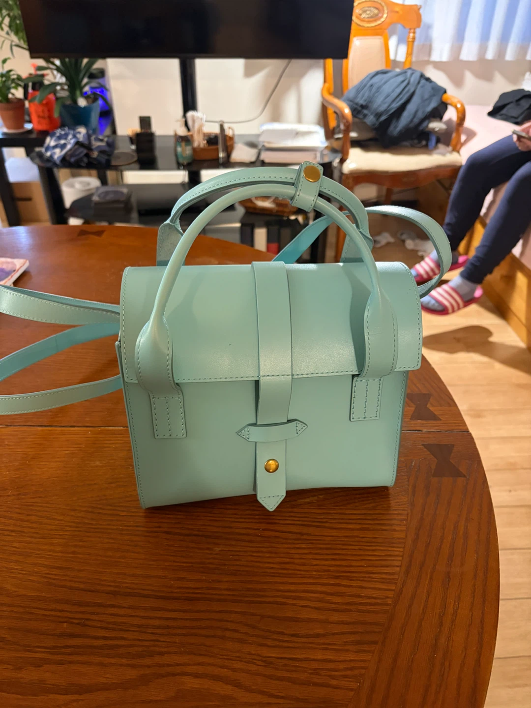 lllBeCa Light Blue Leather Handbag
