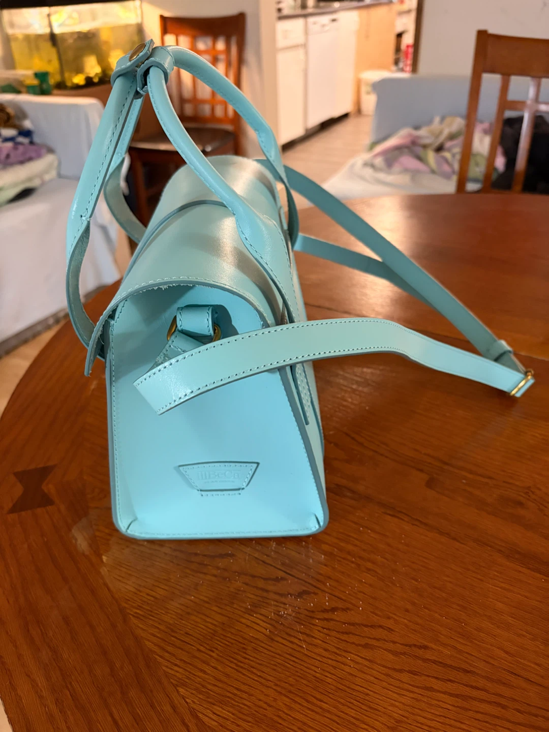 lllBeCa Light Blue Leather Handbag - photo 2