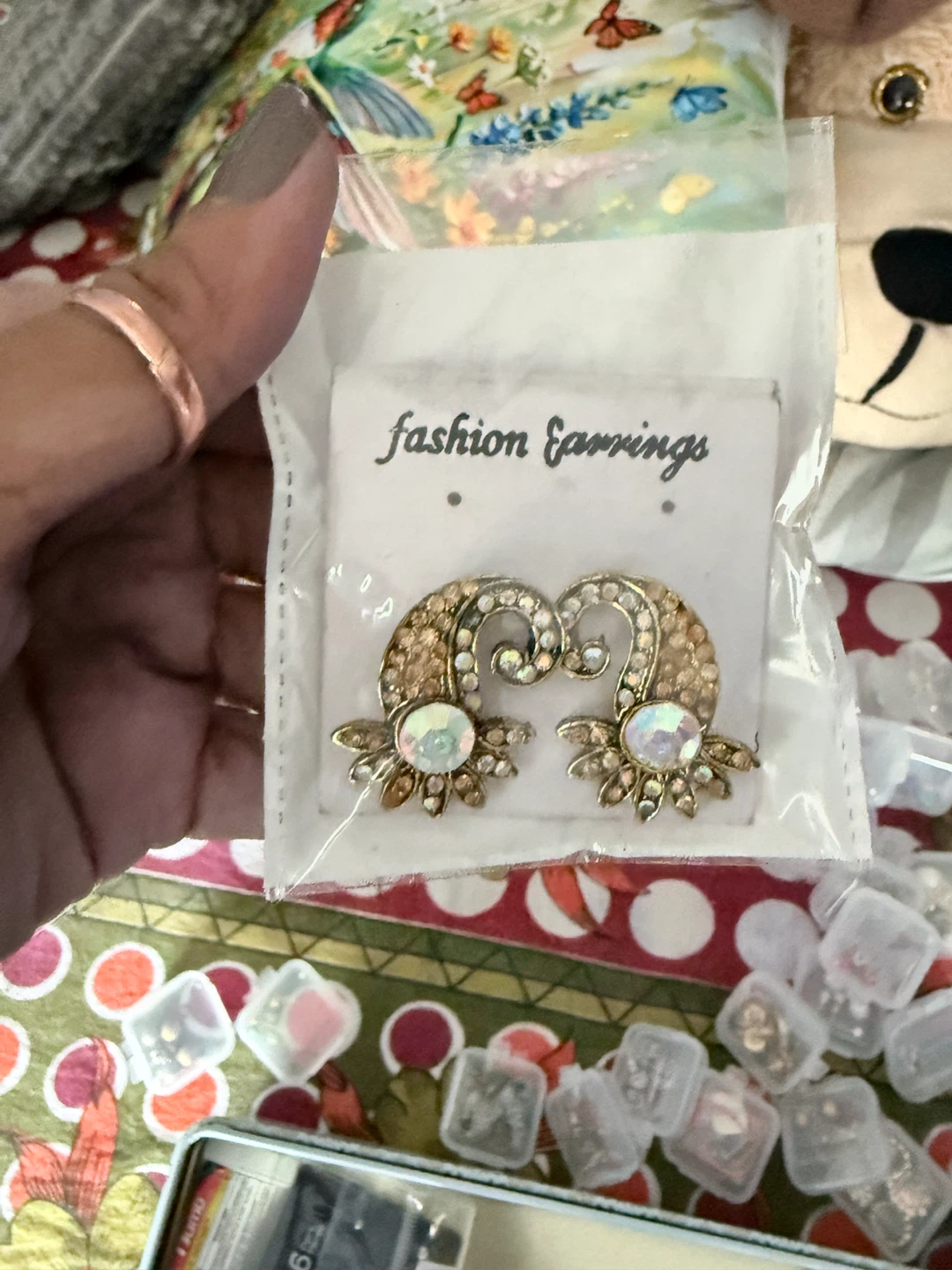 Gold-tone Rhinestone Fashion Earrings - photo 2