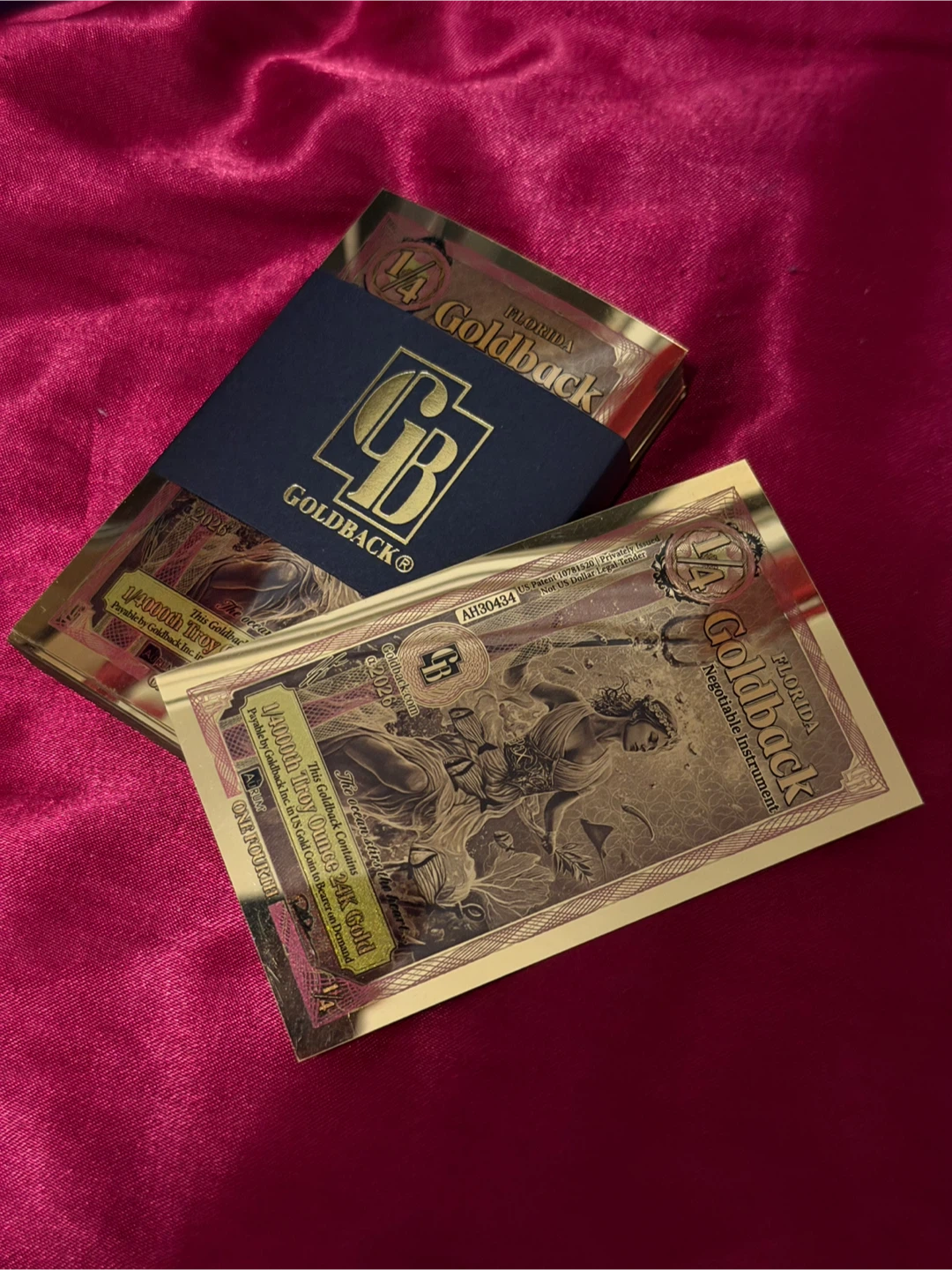 Florida Goldback 1/4 Troy Ounce 24K Gold Notes
