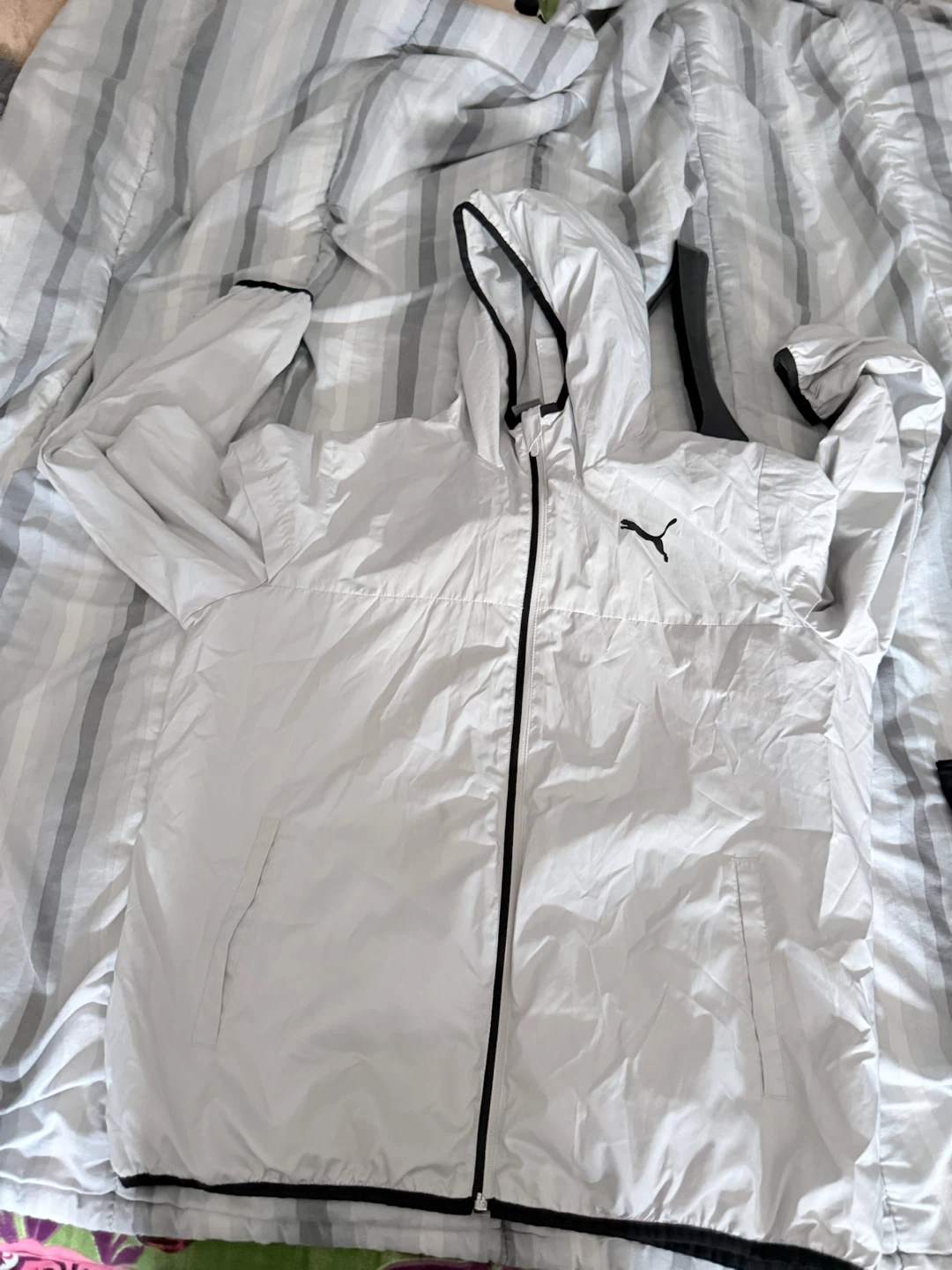 Puma White Zip-Up Windbreaker Jacket - Size Large - photo 5
