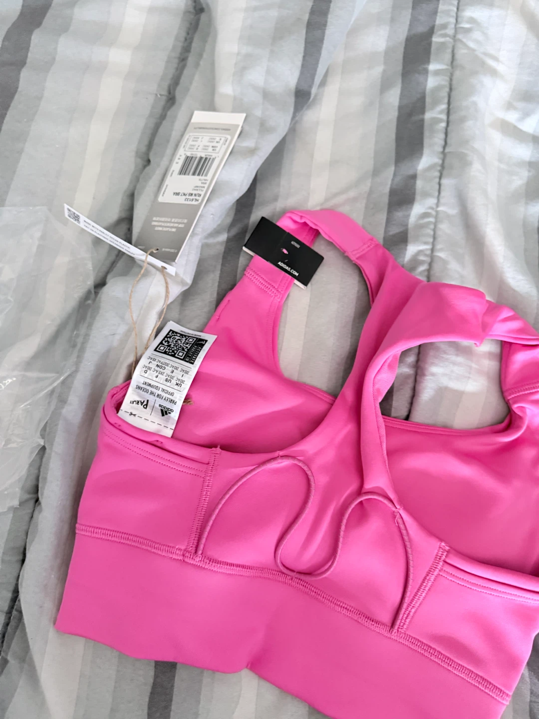 Adidas Parley Medium Support Run Pkt Bra, Bright Pink - photo 2