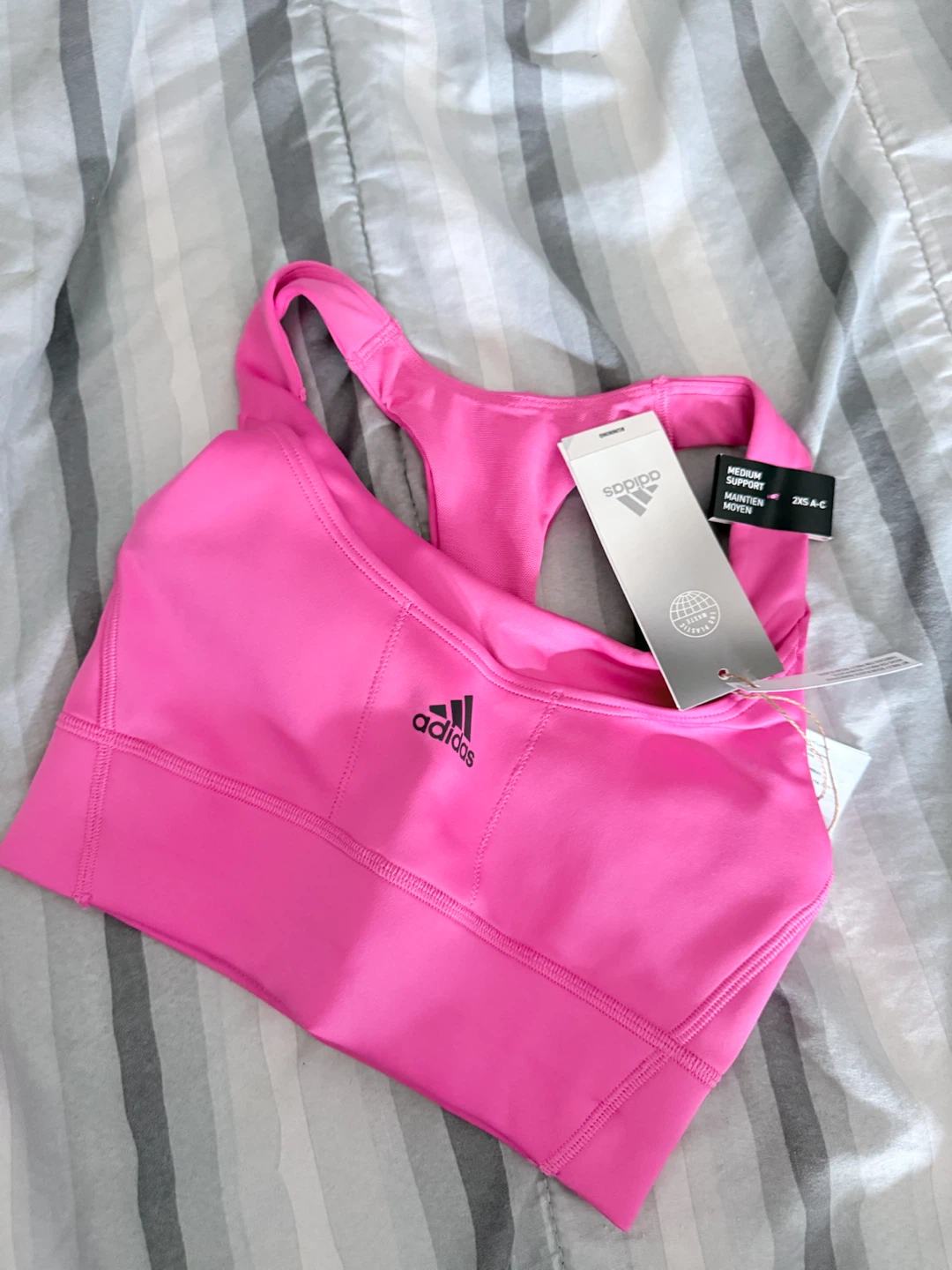 Adidas Parley Medium Support Run Pkt Bra, Bright Pink - photo 3