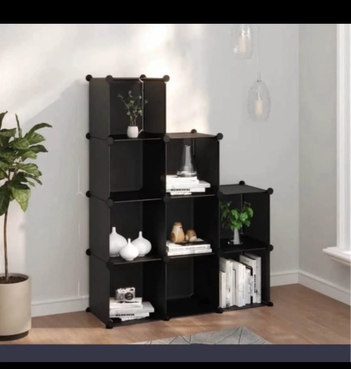 Black 9 Storage Cube Shelving Unit