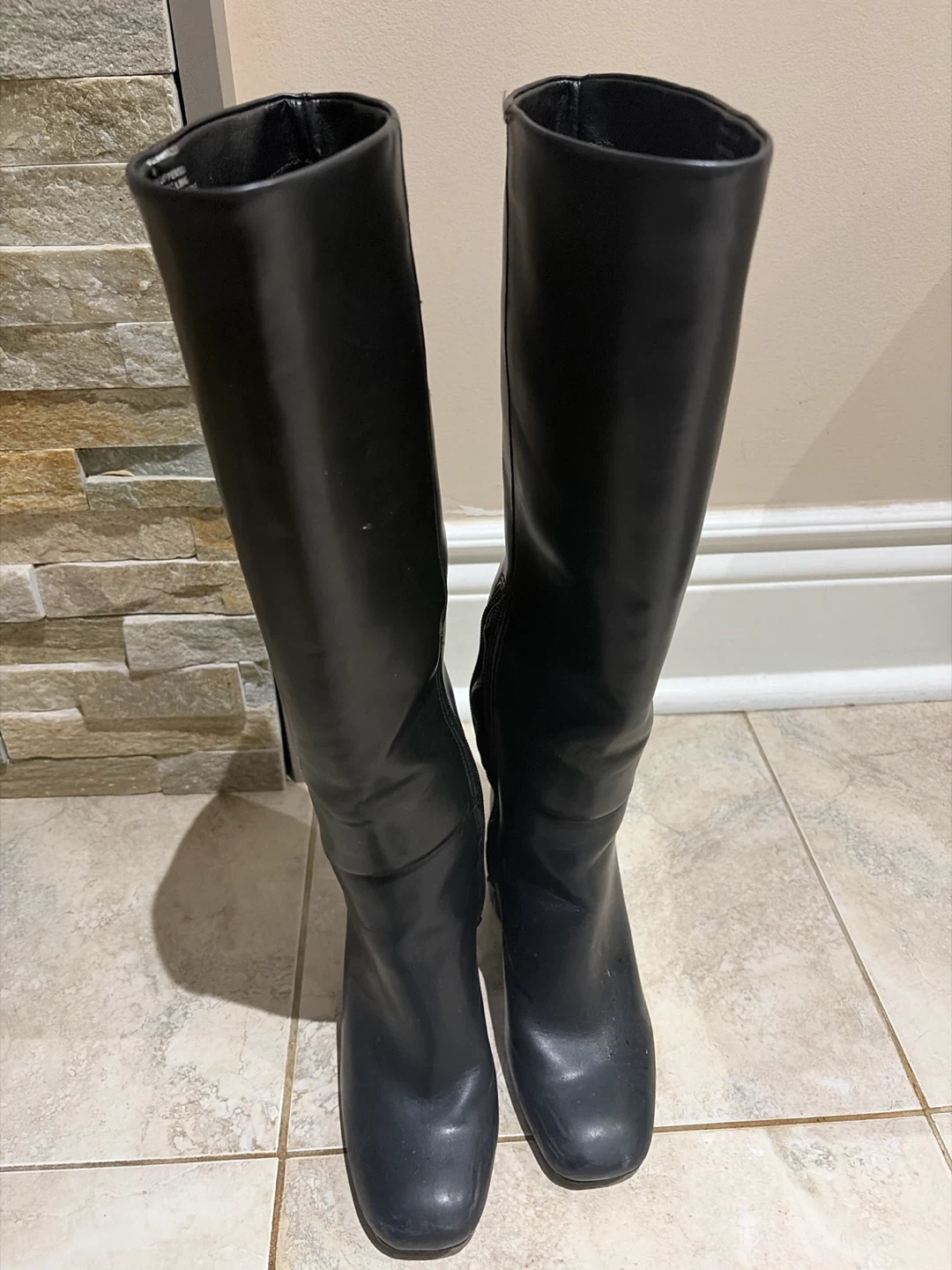 Black Block Heel Knee-High Boots