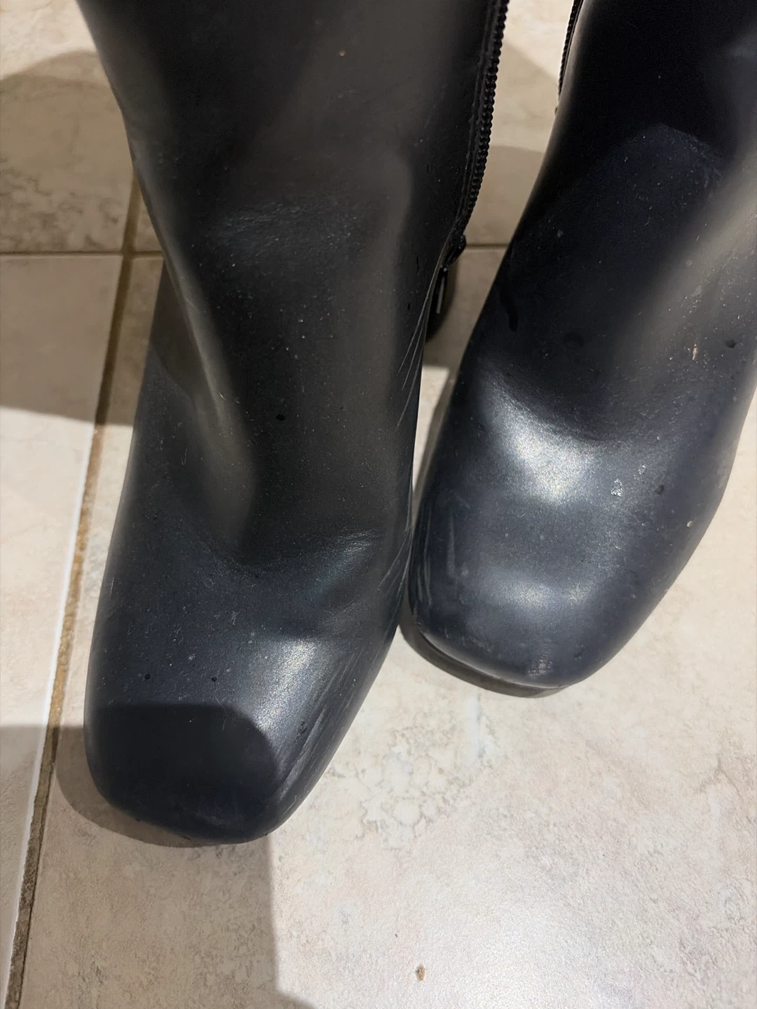 Black Block Heel Knee-High Boots - photo 3