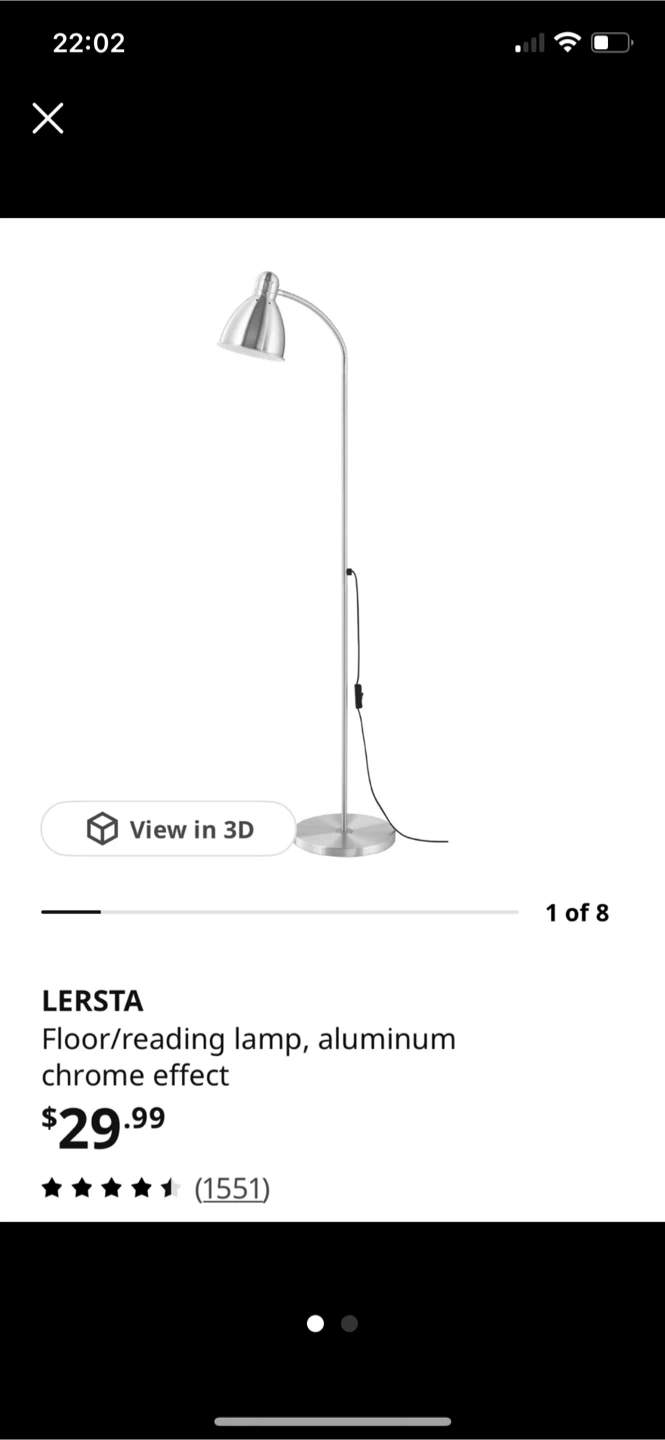 Free bulb, IKEA LERSTA Floor Reading Lamp