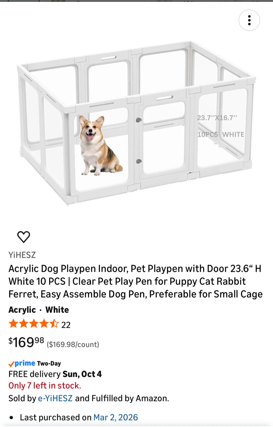YiHESZ 10-piece acrylic pet playpen