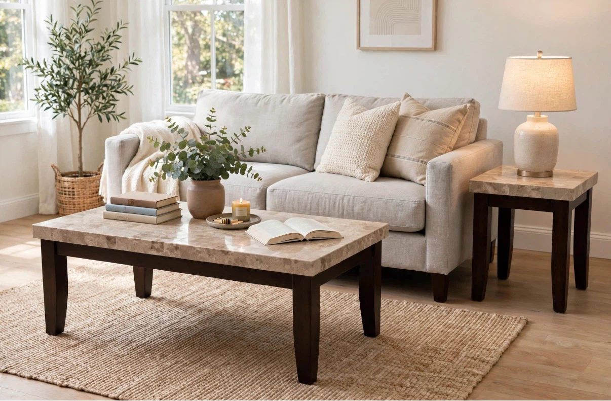 Stone Top Coffee and End Table Set - photo 2