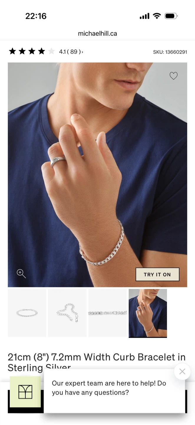 Michael Hill Sterling Silver Curb Bracelet