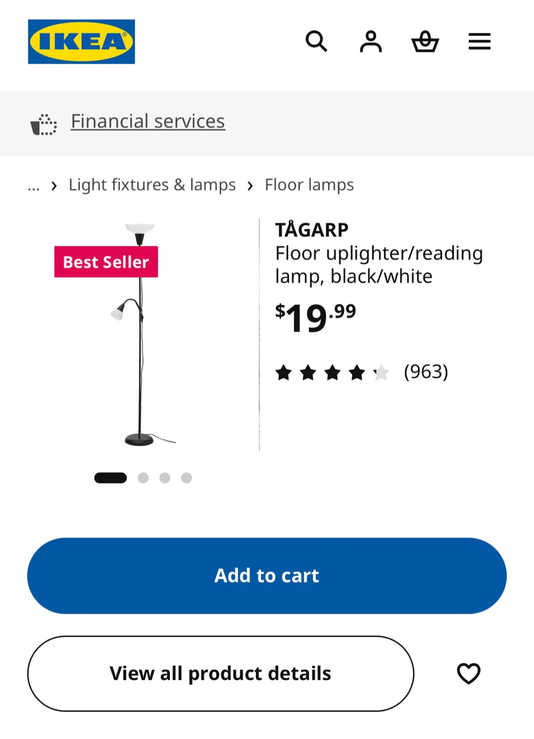 IKEA TÅGARP Floor uplighter/reading lamp - photo 2