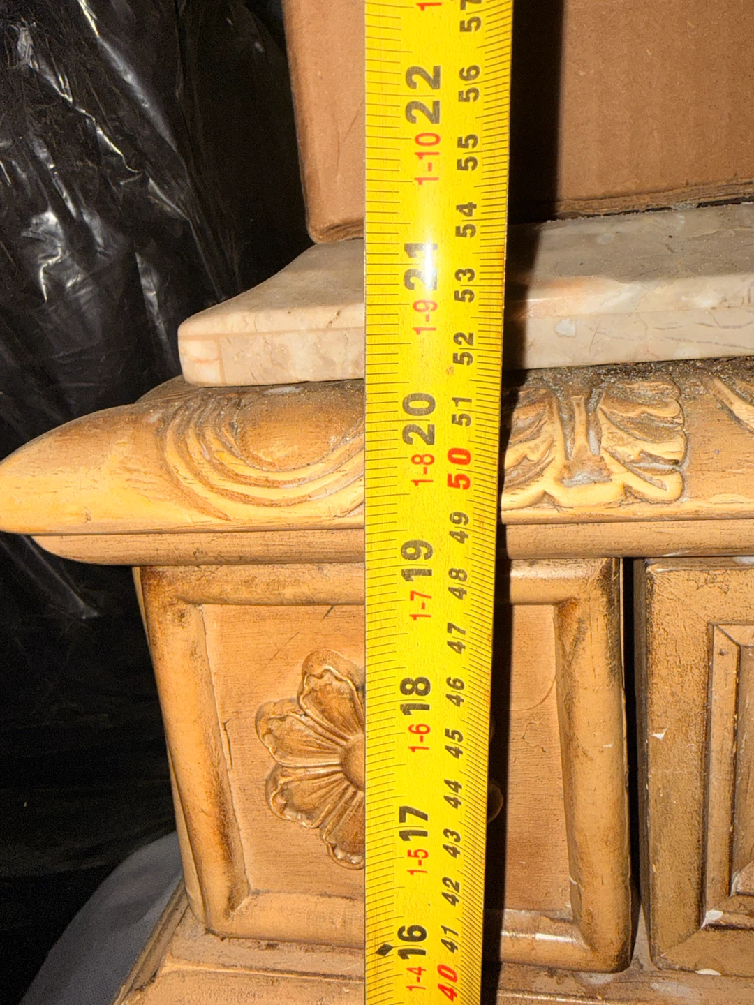 Marble Top Coffee Table with Ornate Wood Frame - photo 2