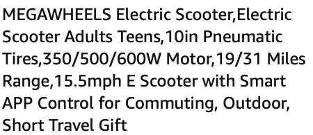 MEGAWHEELS Electric Scooter - photo 2
