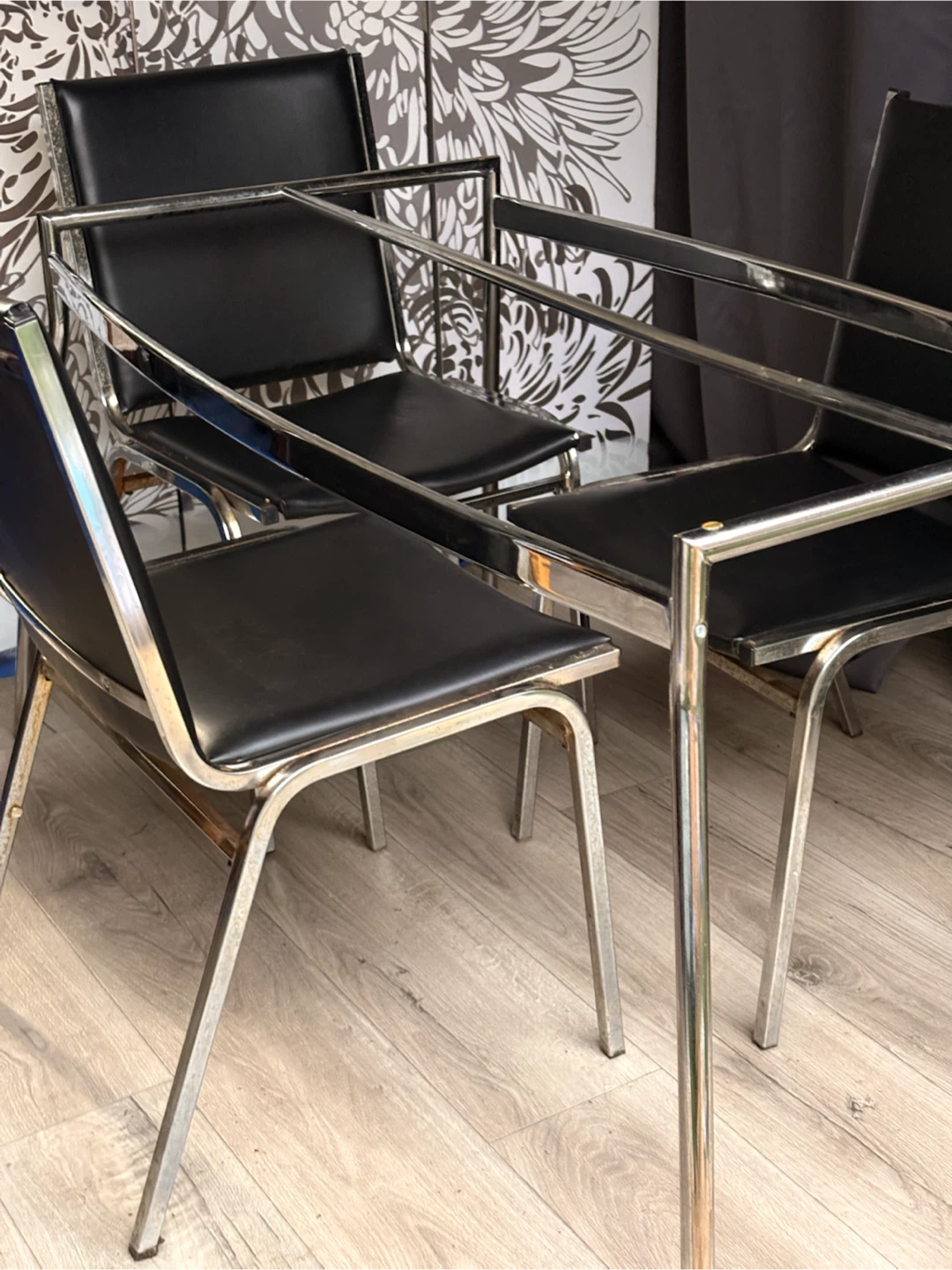 Glass Dining Table with 4 Black Chairs - photo 4
