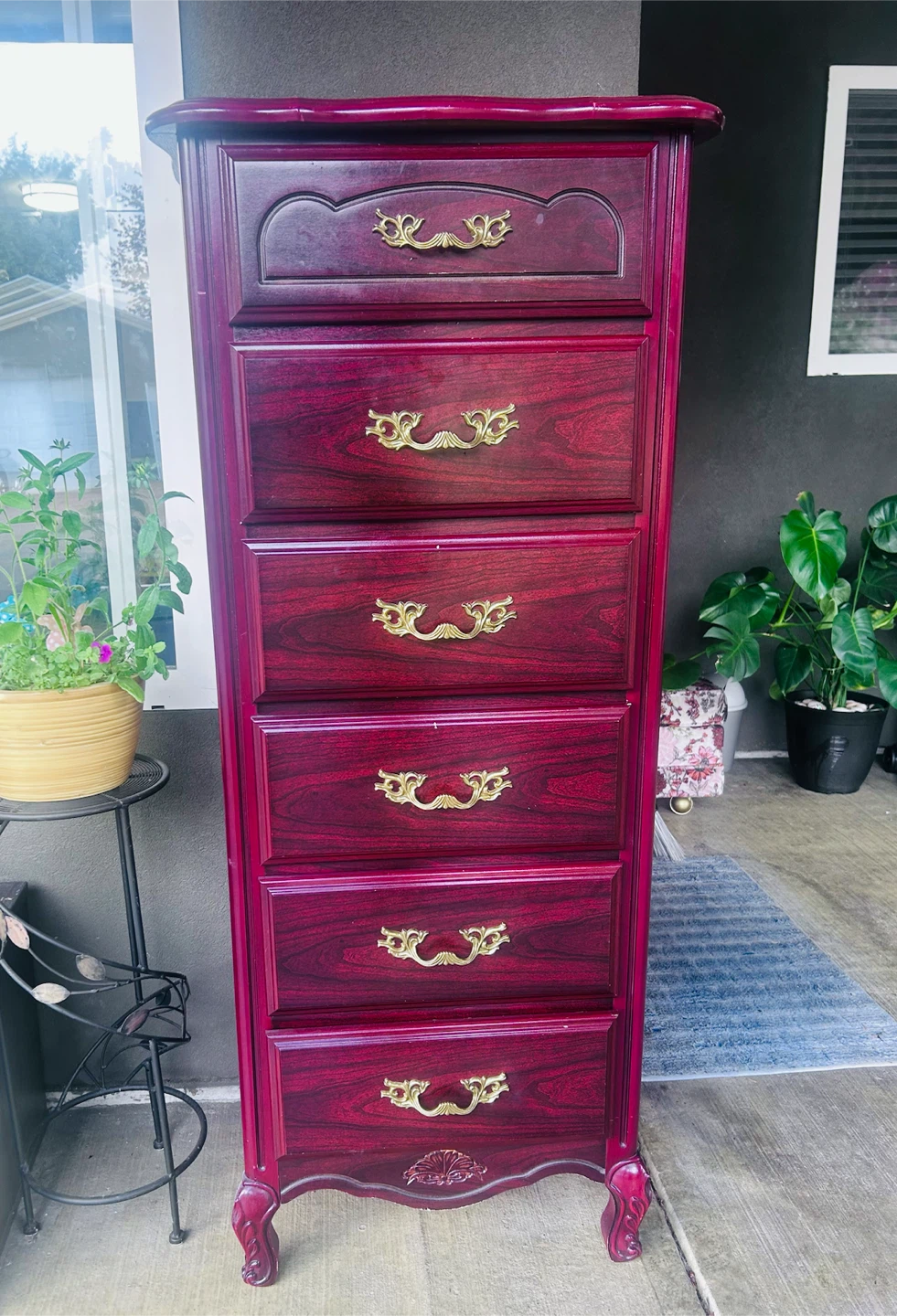 Tall Burgundy 6-Drawer Dresser
