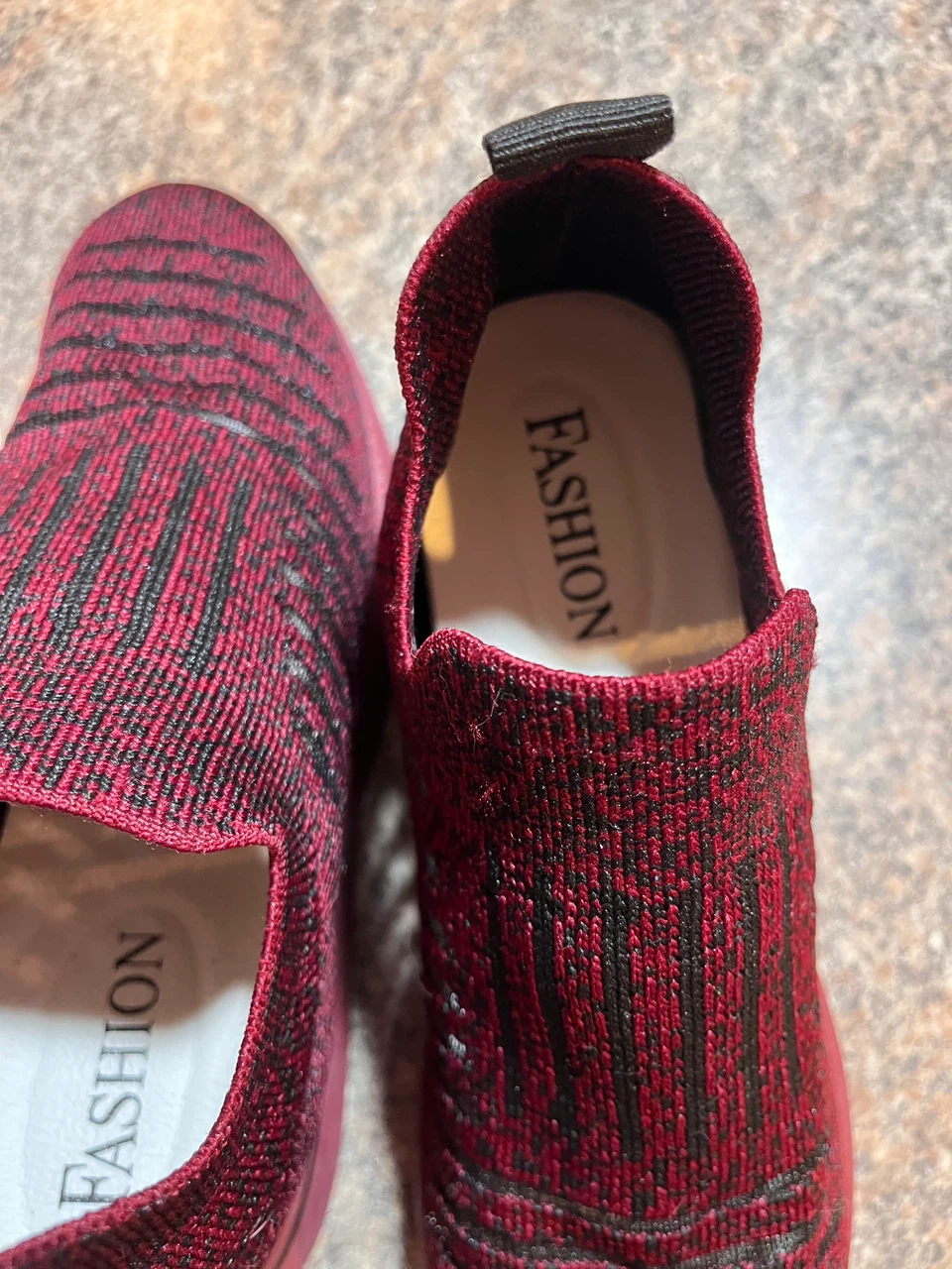 Burgundy and Black knit sneakers Size 7.5 - photo 4
