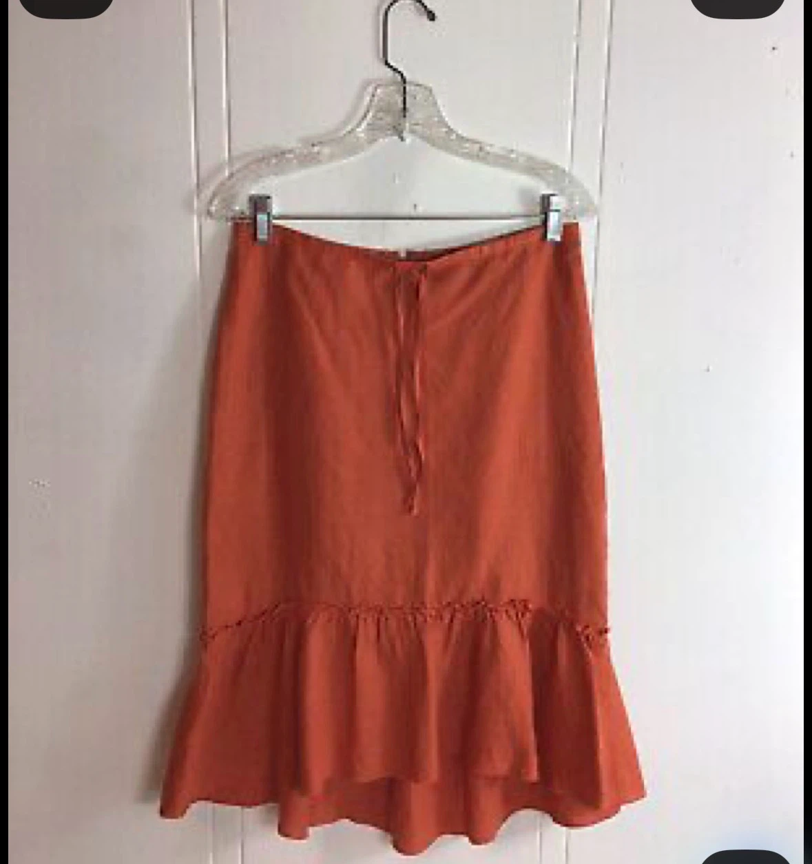 Hennes Orange Ruffle  linen Hem Skirt
