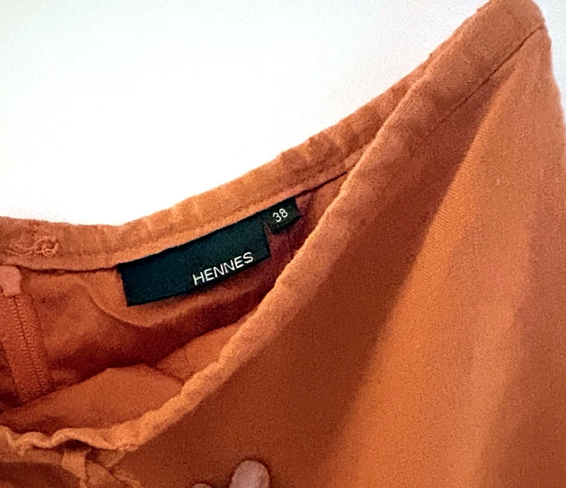 Hennes Orange Ruffle  linen Hem Skirt - photo 2