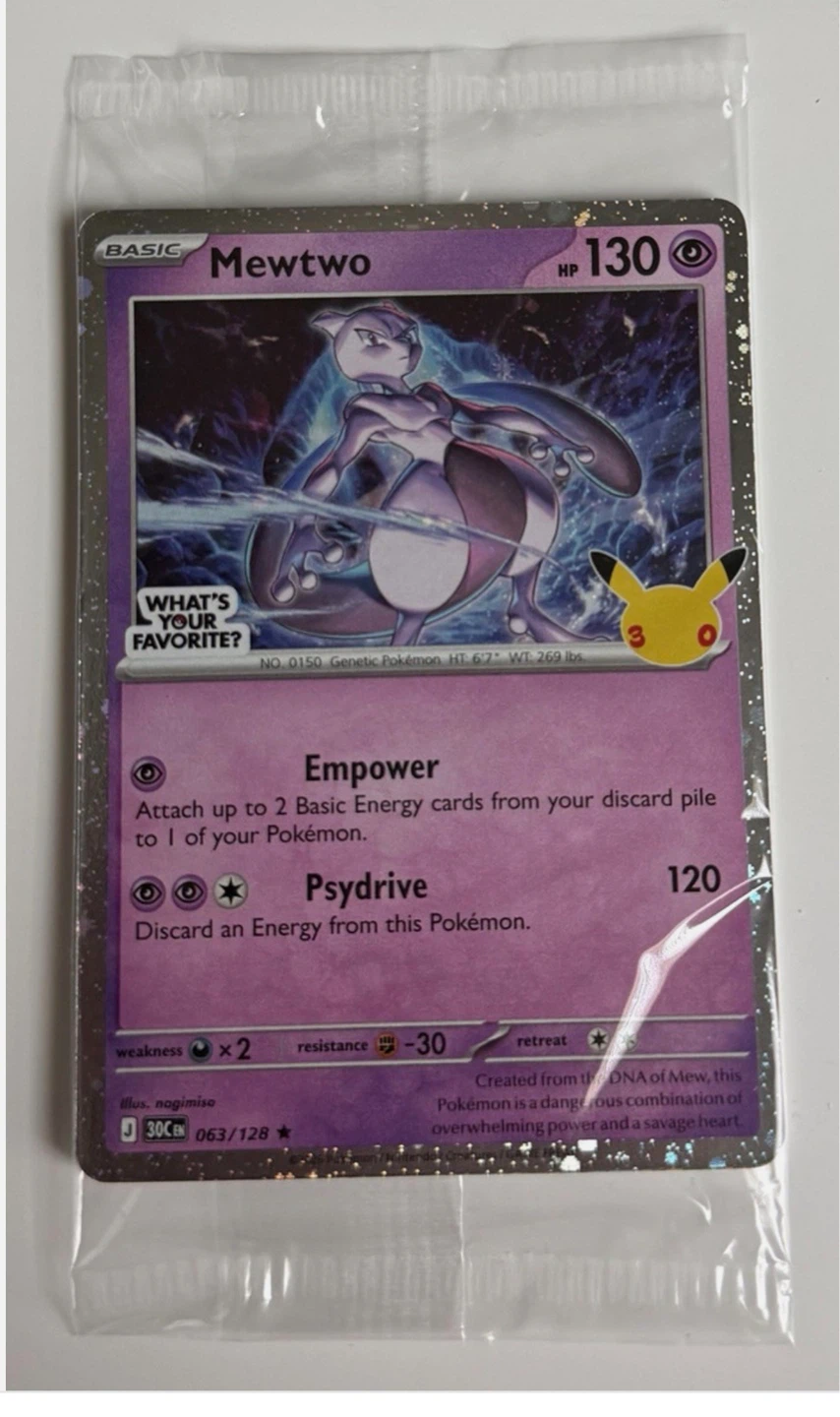 Mewtwo Pokemon 30th Anniversary Celebrations Promo Card