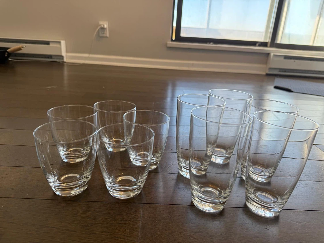 Set of 5 Tall snd 5 Medium Clear Glass Drinking Glasses - photo 2