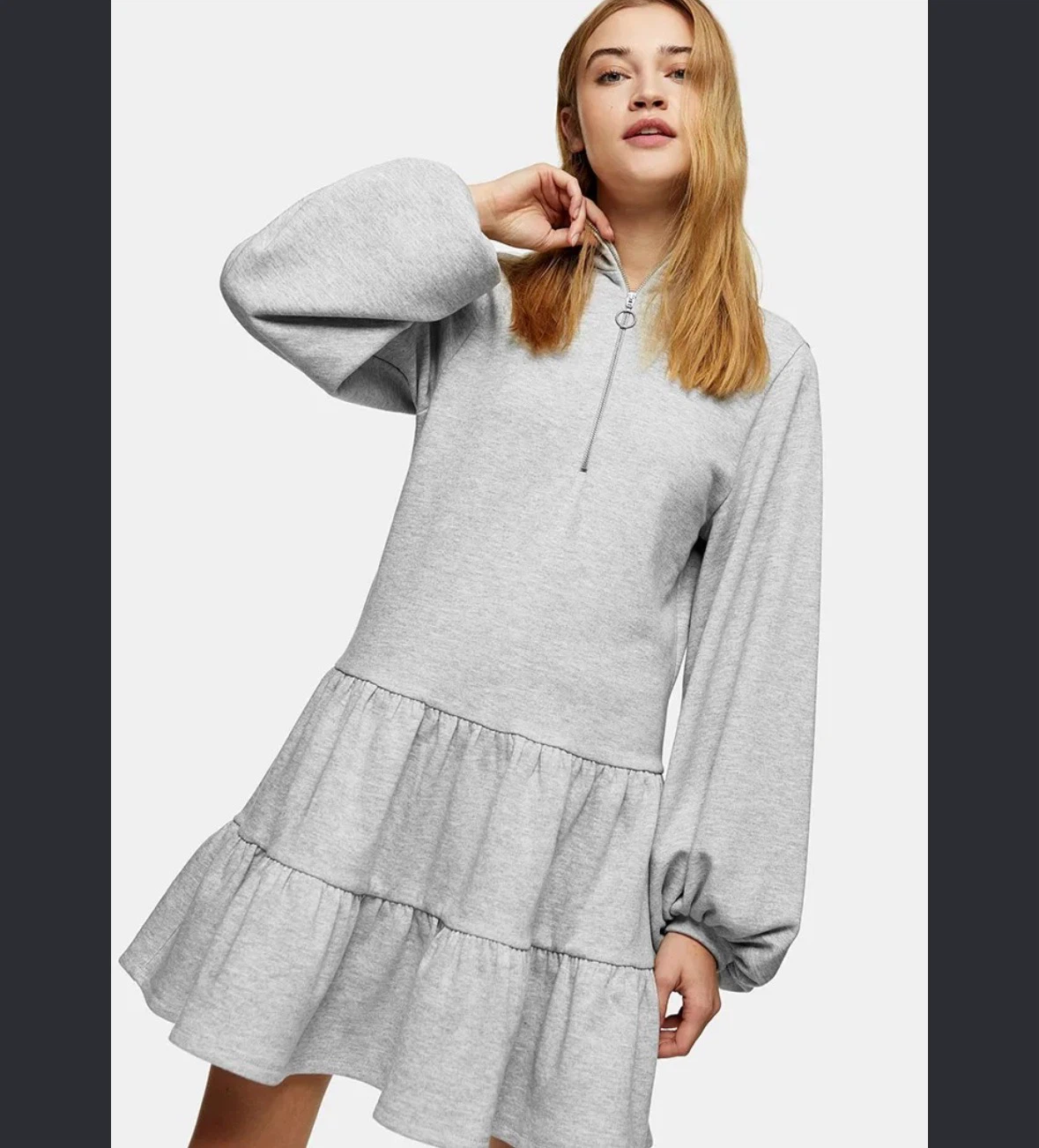 Grey Quarter-Zip Sweatshirt Dress - photo 2