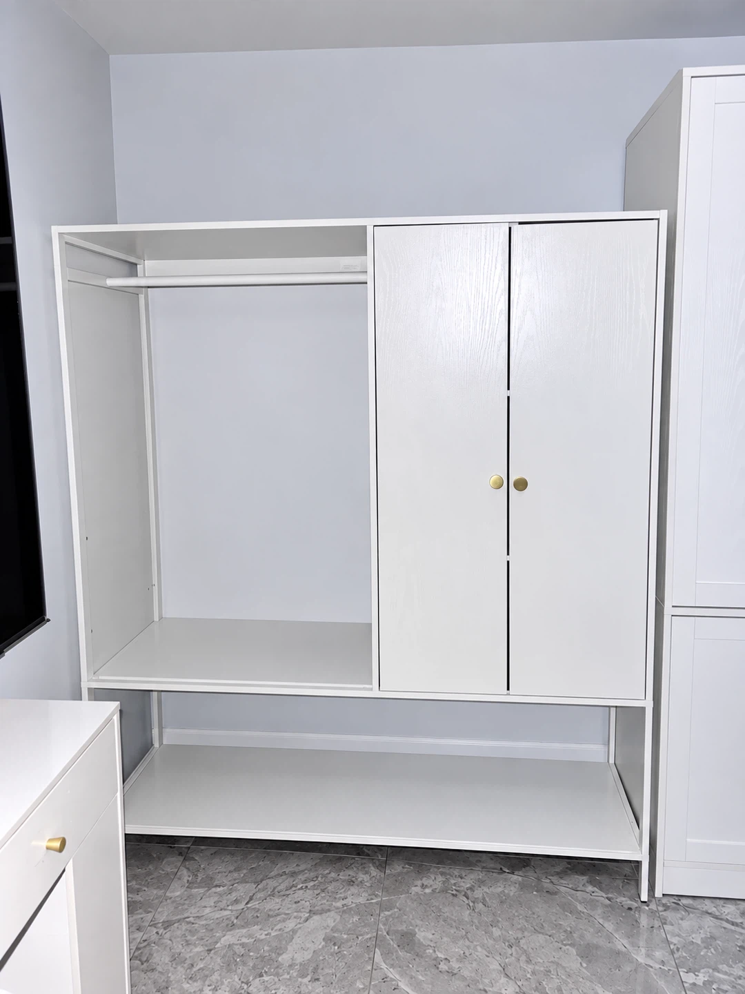 White Open Wardrobe with Doors