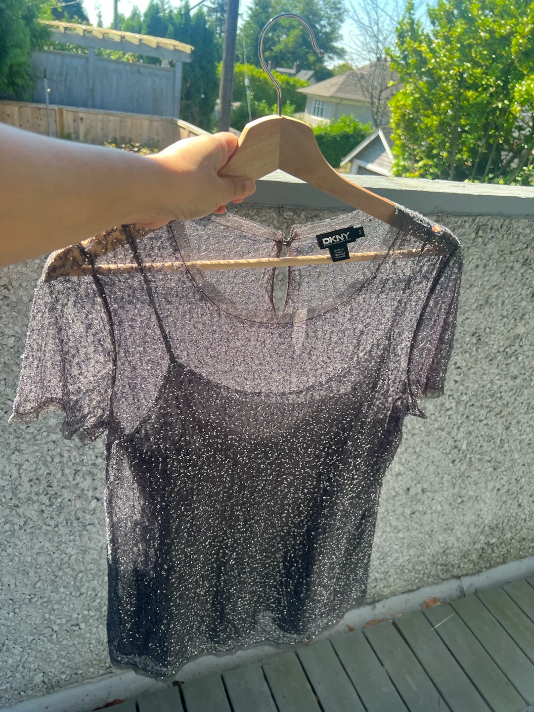 Vintage DKNY Sequin Mesh Short Sleeve Top - photo 2