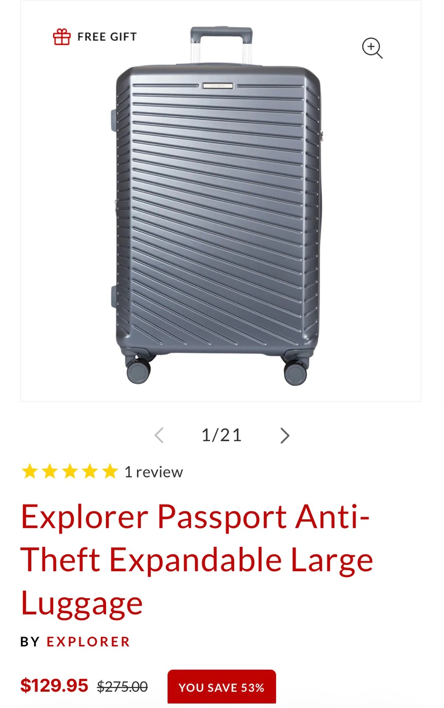 NEW Explorer Passport Anti-Theft Expandable Large Luggage