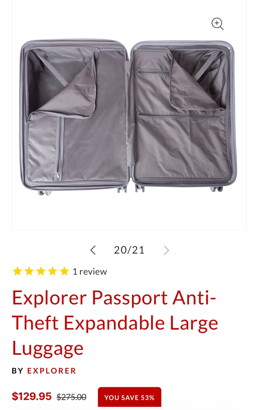 NEW Explorer Passport Anti-Theft Expandable Large Luggage - photo 2