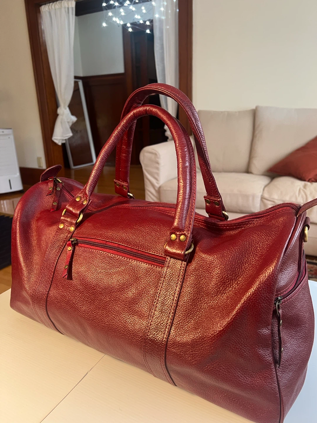 Maroon 100% genuine Leather Duffle Bag