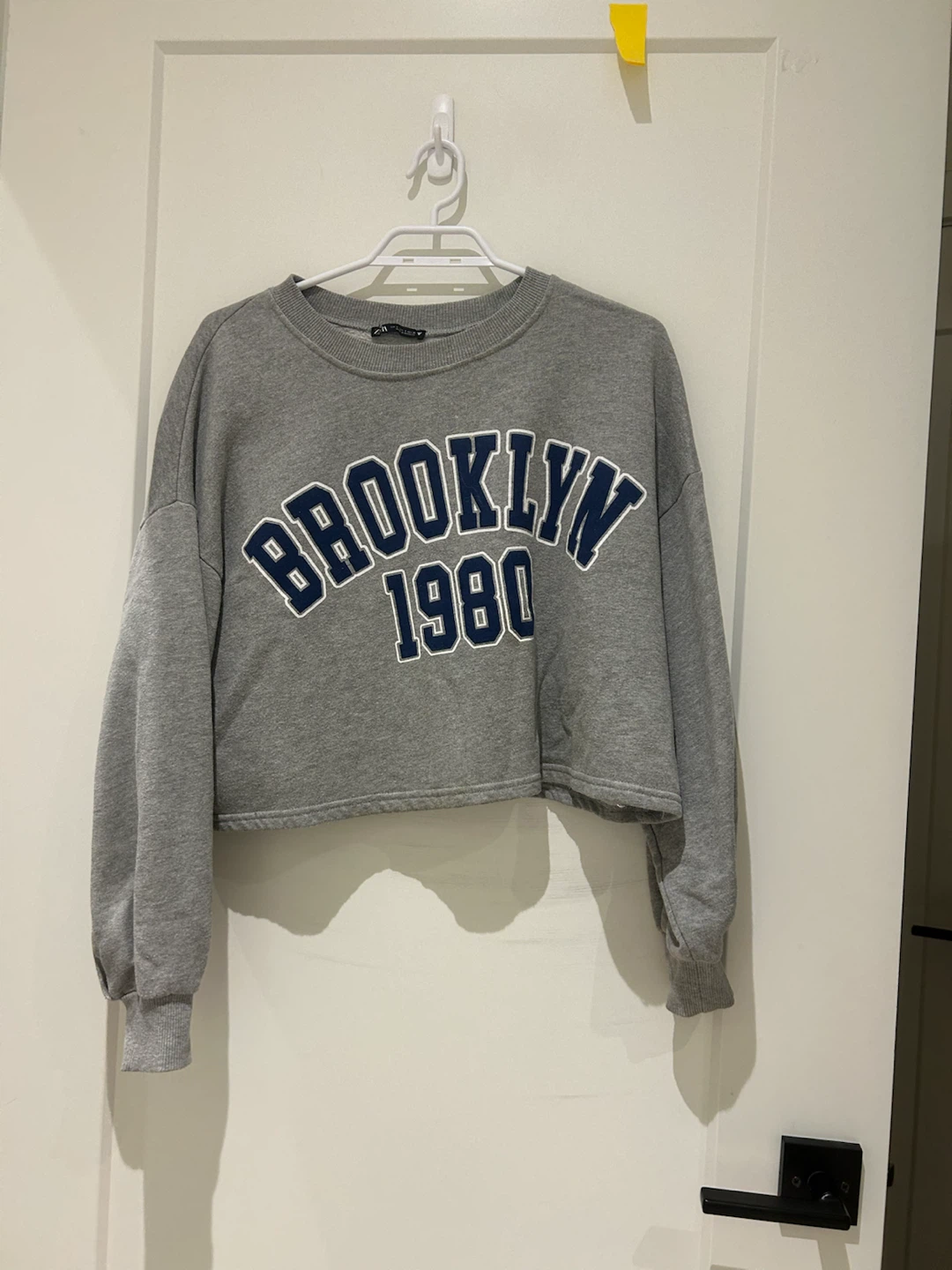 Zara Brooklyn 1980 Grey Cropped Sweatshirt