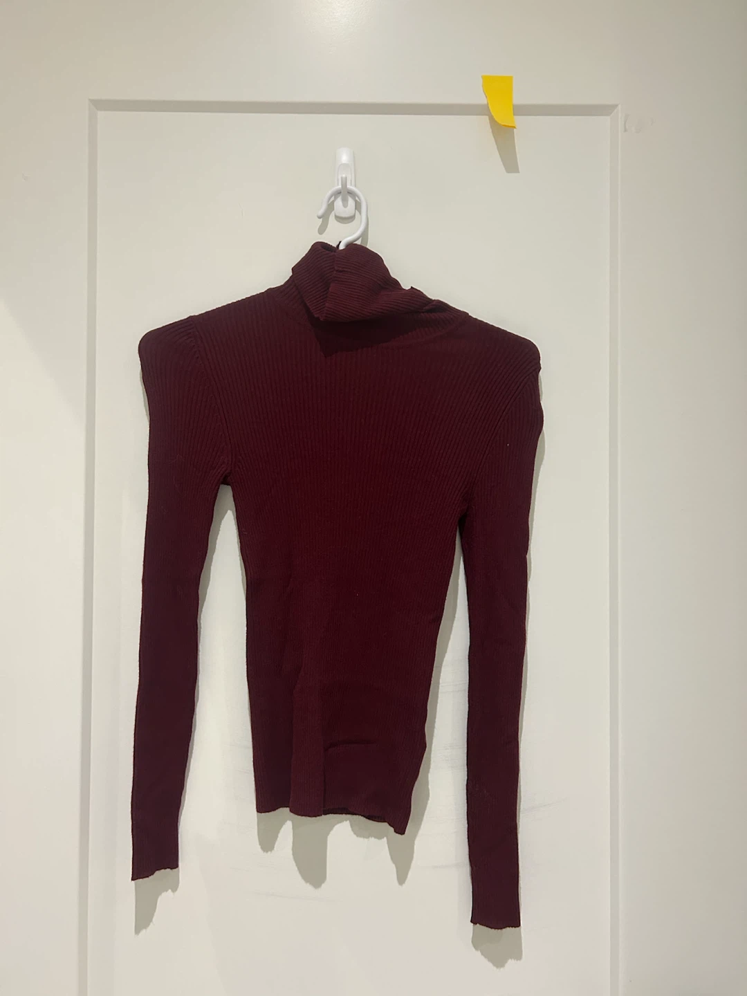 Burgundy Ribbed Turtleneck Sweater