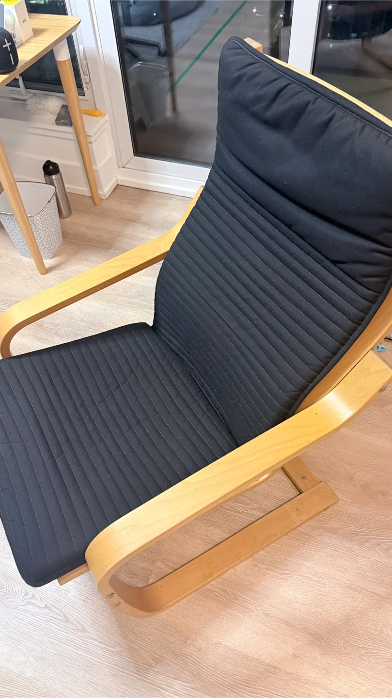 IKEA Poang Armchair with Black Cushion