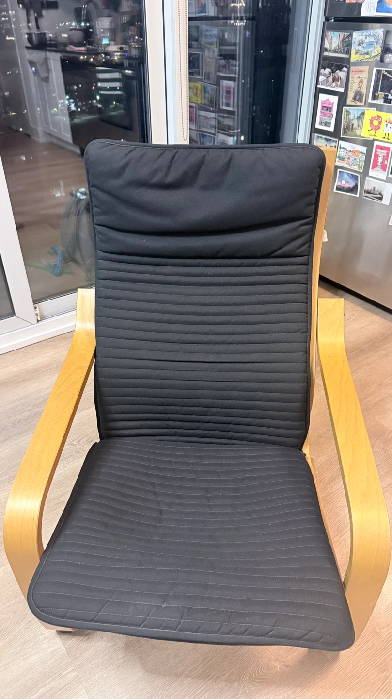 IKEA Poang Armchair with Black Cushion - photo 2