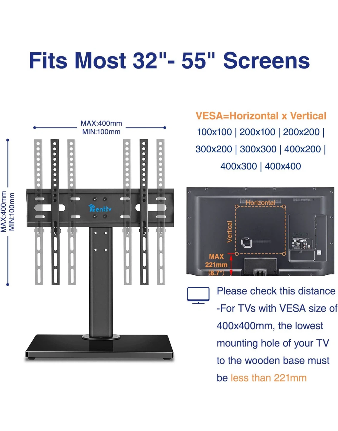 Rentliv Universal TV Stand for 32 to 55 Inch TVs - photo 5