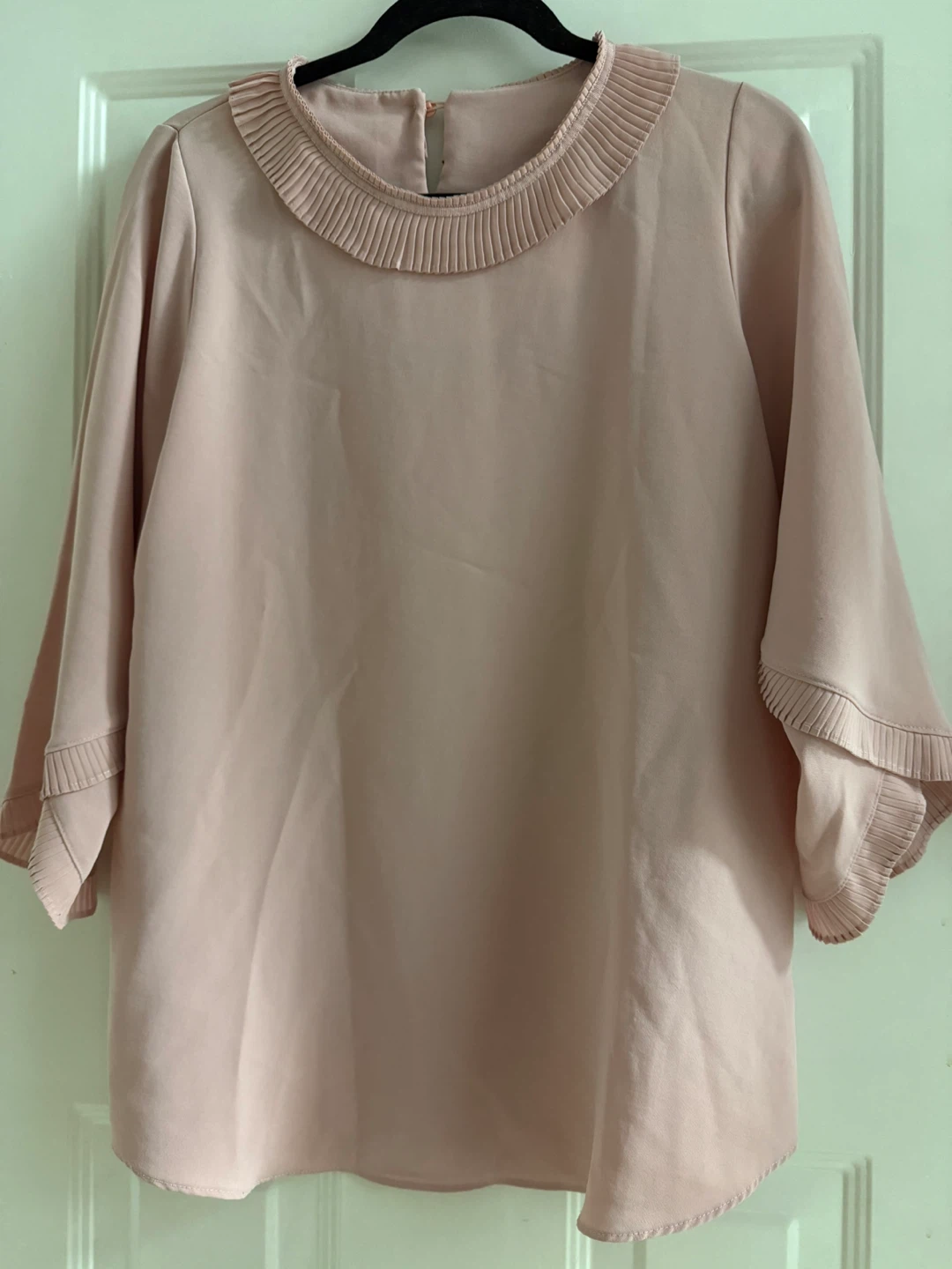 Pink Pleated Neckline Blouse