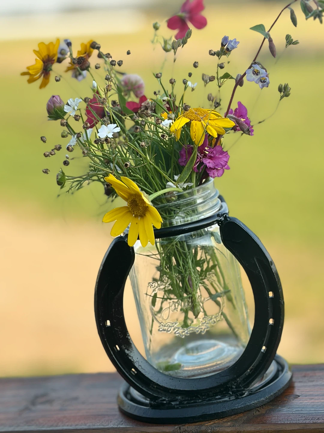 Horseshoe Mason Jar Flower Vase