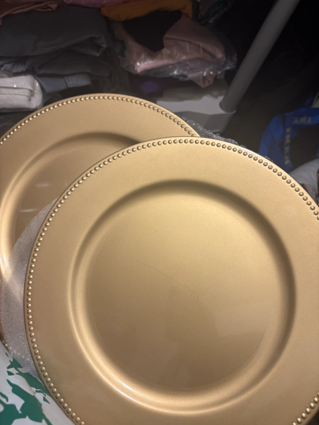 Set of Gold Beaded Charger Plates