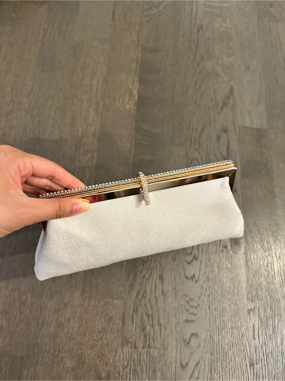 Cream velvet evening clutch bag - photo 3