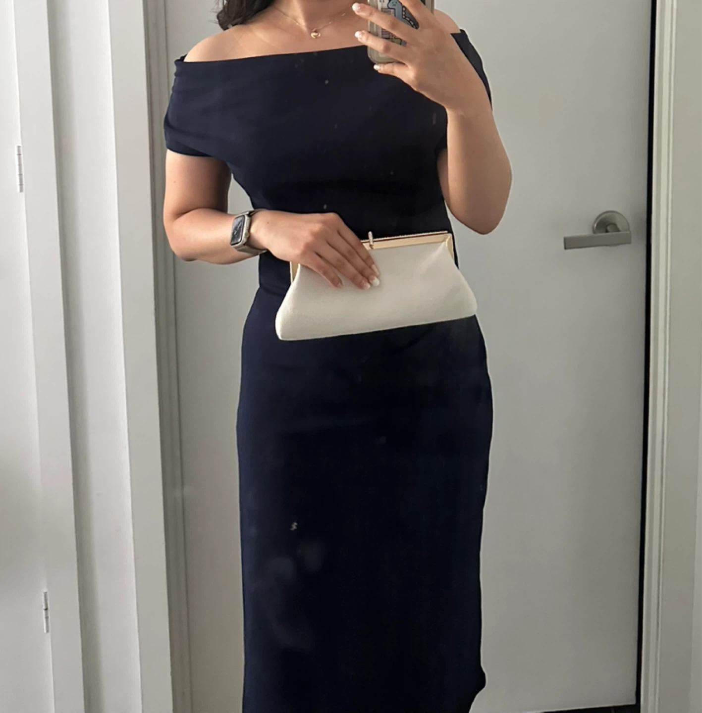 Cream velvet evening clutch bag