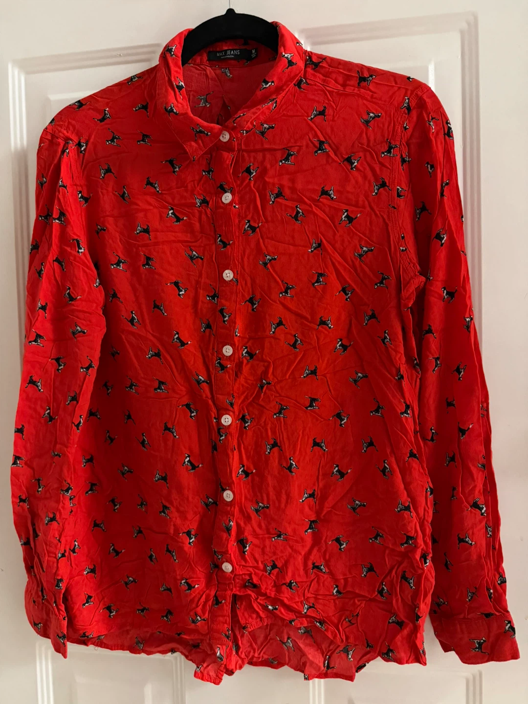 Max Jeans Red Dog Print Button-Down Shirt