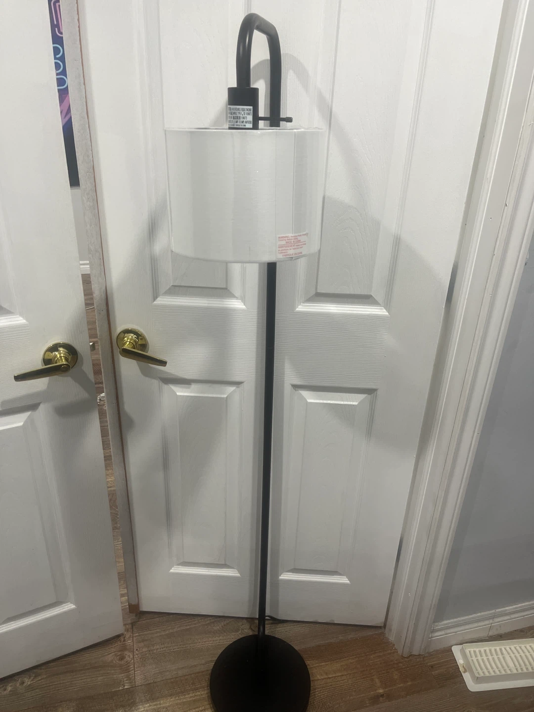 Modern Black Floor Lamp with White Shade