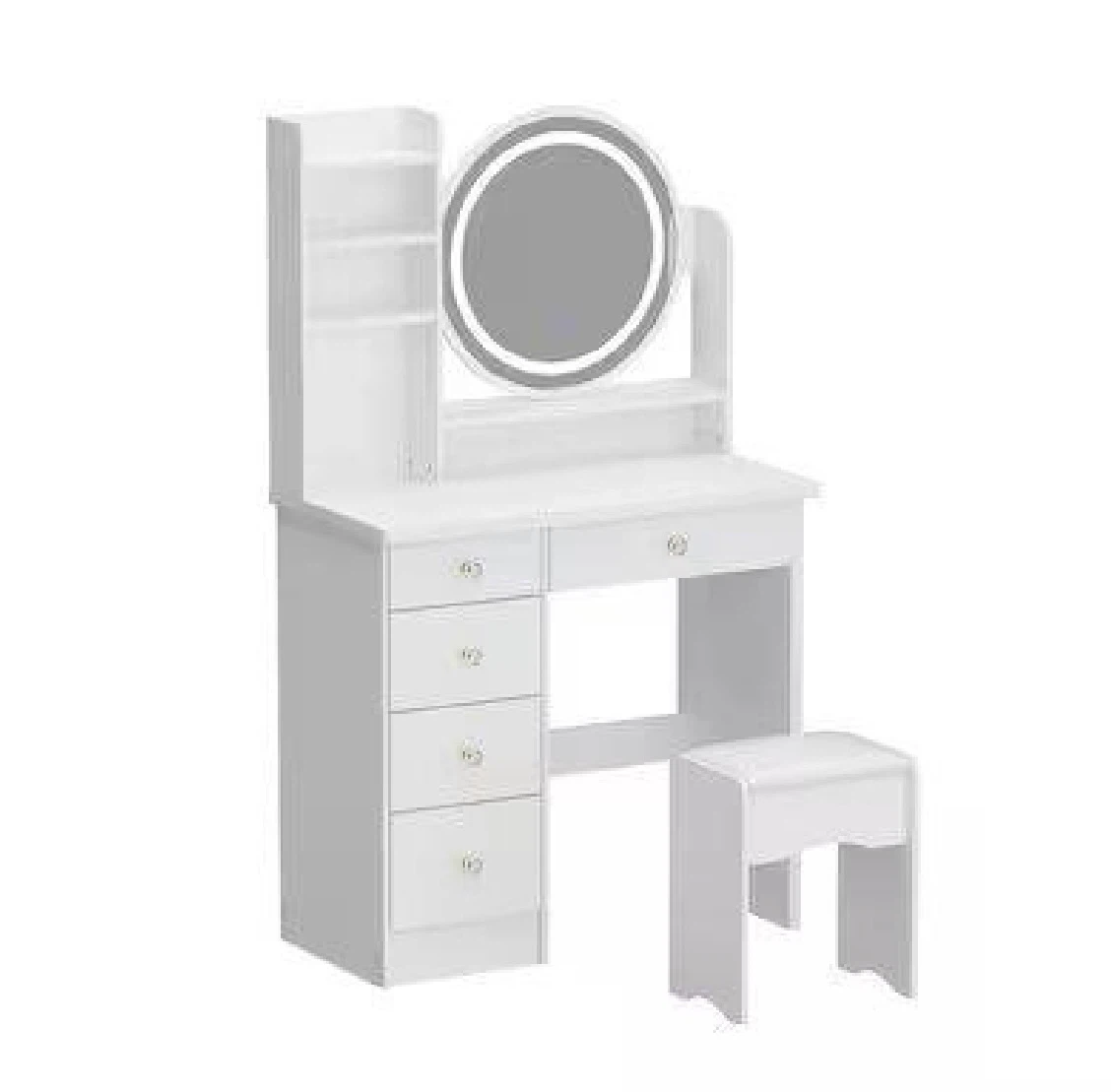 White Vanity Desk with LED Mirror - photo 3