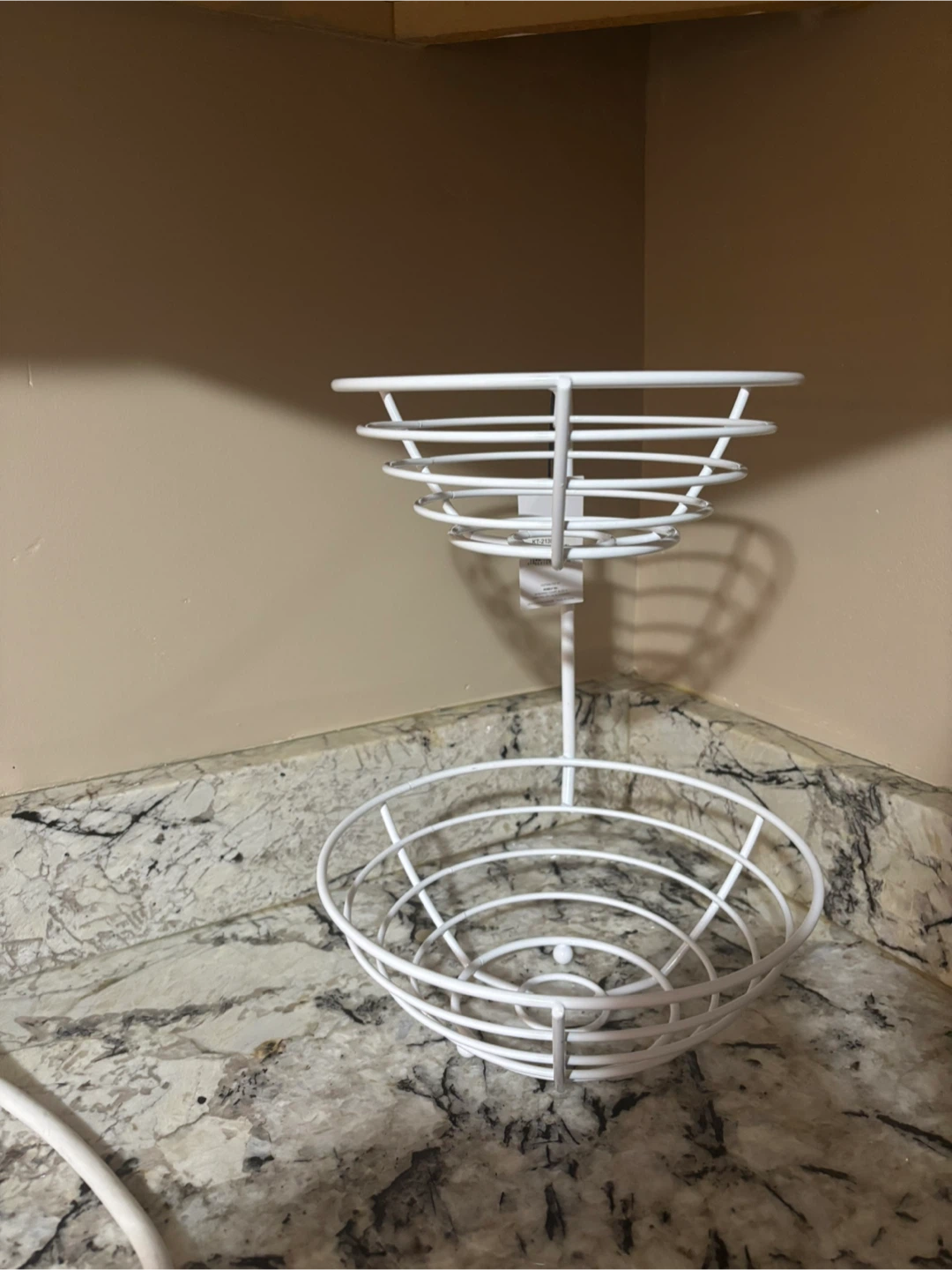 White Two-Tier Metal Fruit Basket