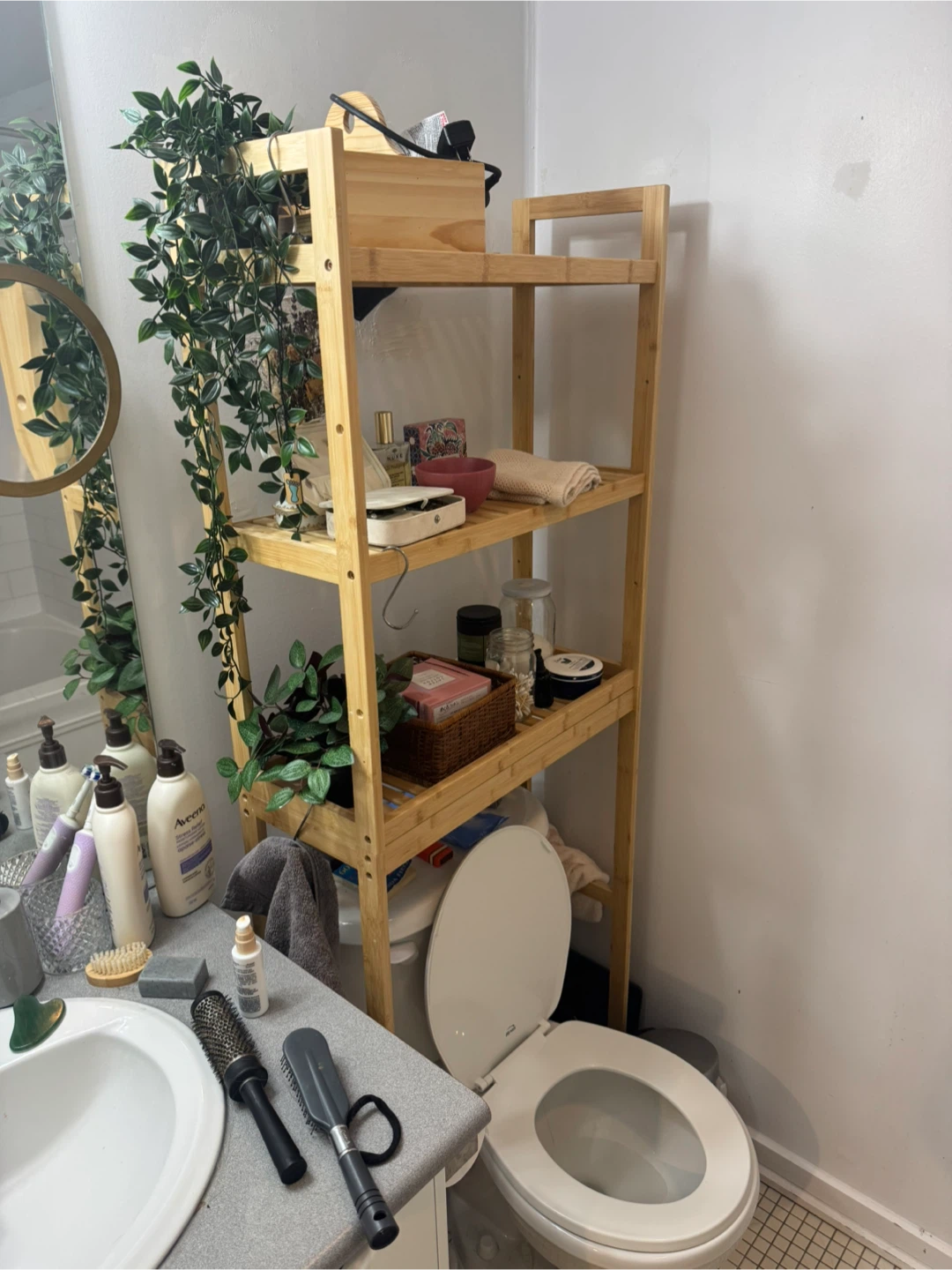 Bamboo Over-the-Toilet Bathroom Storage Shelf - photo 2